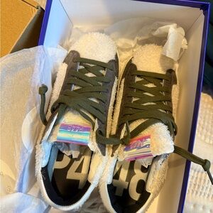 P448 White and Olive Sneakers